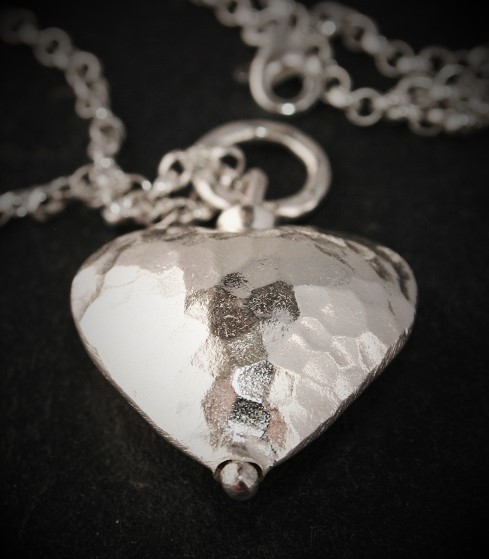 hammered silver heart