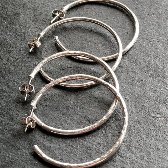 silver round earrings